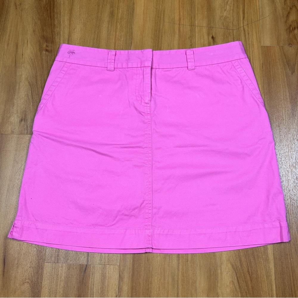Lilly Pulitzer Pink Skirt Size 10 Palm Logo Cotton Preppy Golf Casual